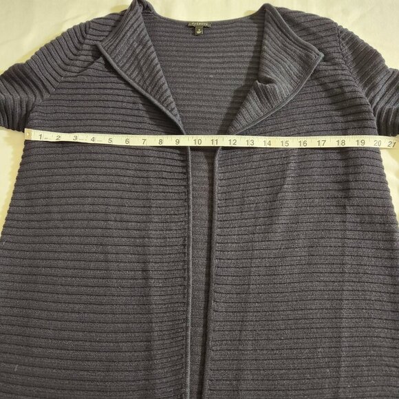 Talbots Women's Size S Blue Rib Knit Long Sleeve Semi Sheer Open Front Cardigan - Picture 12 of 15
